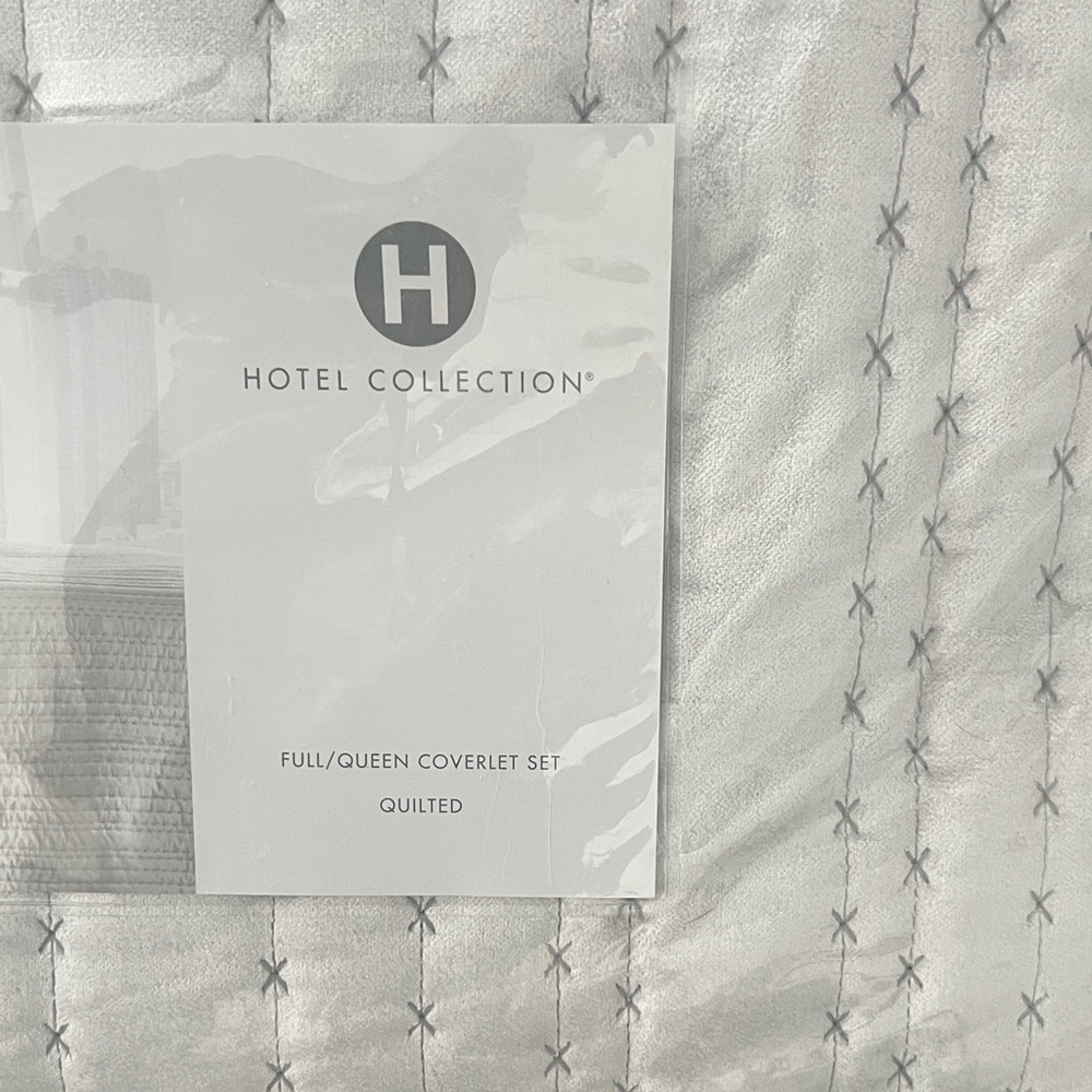 Hotel Collection White Quilted Coverlet Set - Subtle Cross Stitch - Picture 2 of 4